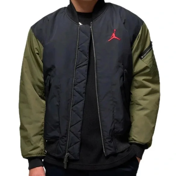 Nike Jordan Renegade Bomber Jacket Off Noir Olive HQ2664-045 Men's Size MED NWT! - Picture 1 of 7